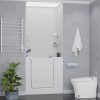 Universal Collection 27 in. L x 39 in. W Left Side Drain Soaker Bathtub in White with Fast Fill Faucet Set