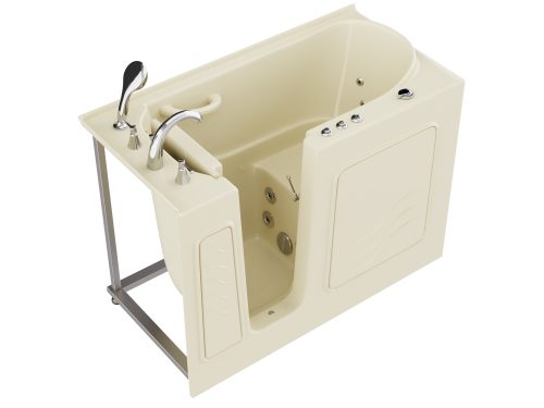 Universal Collection 26 in. L x 53 in. W Whirlpool Jetted Bathtub with Left Drain in Biscuit with Powered Fast Drain