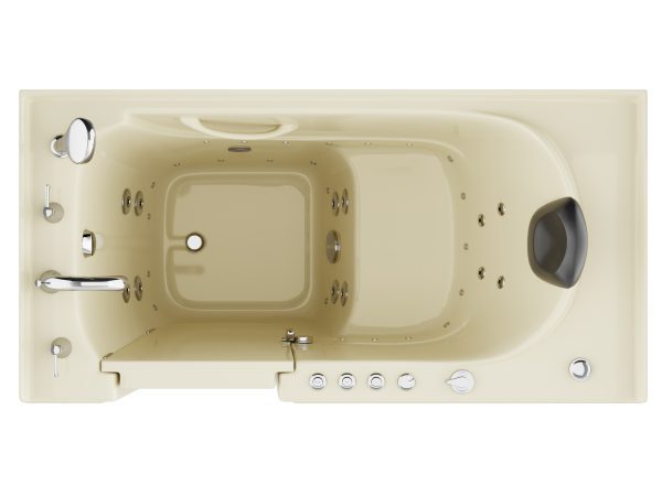 Universal Collection 30 in. L x 59 in. W Left Side Drain Combination Jetted Bathtub in Biscuit with Powered Fast Drain