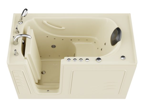 Universal Collection 30 in. L x 59 in. W Left Side Drain Combination Jetted Bathtub in Biscuit with Powered Fast Drain