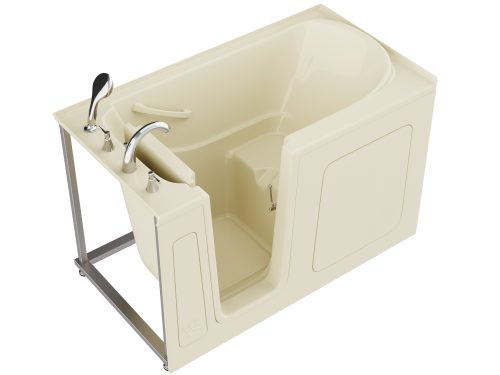 jx7cuprquovopijnmbsb Universal Collection 32 in. L x 60 in. W Left Side Drain Soaker Bathtub in Biscuit with Fast Filling Faucet Set