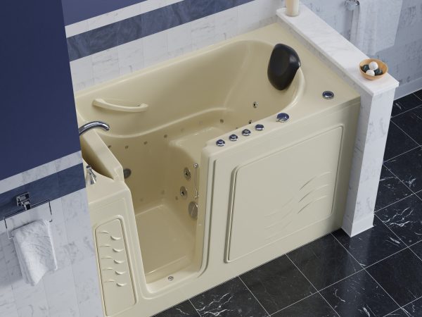 Universal Collection 30 in. L x 59 in. W Left Side Drain Combination Jetted Bathtub in Biscuit with Powered Fast Drain