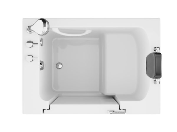 Universal Collection 27 in. L x 39 in. W Left Side Drain Soaker Bathtub in White with Fast Fill Faucet Set