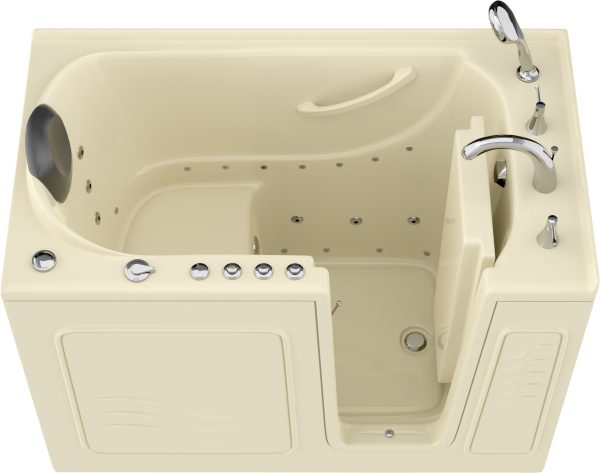 Safe Premier Series 30 in. L x 52 in. W Right Side Drain Combination Jetted Bathtub in Biscuit with Fast Fill Faucet Set