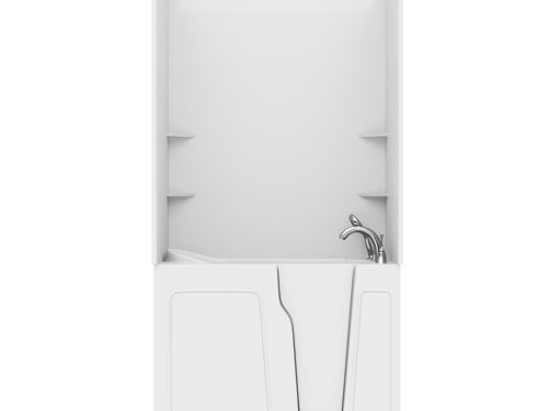 Nova Heated Series 26 in. L x 46 in. W Right Drain Whirlpool and Air Bathtub in White with Smooth Shower Wall Kit