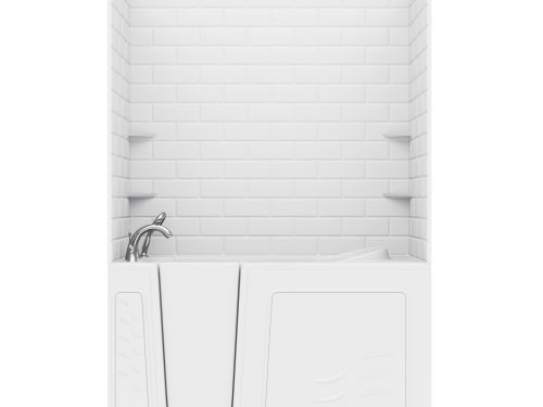 kkhzs8fthcgydv9tjyth Rampart Wall Series 30 in. L x 59 in. W Left Drain Whirlpool and Air Bathtub in White with 5x10 in. Tile Walll Kit