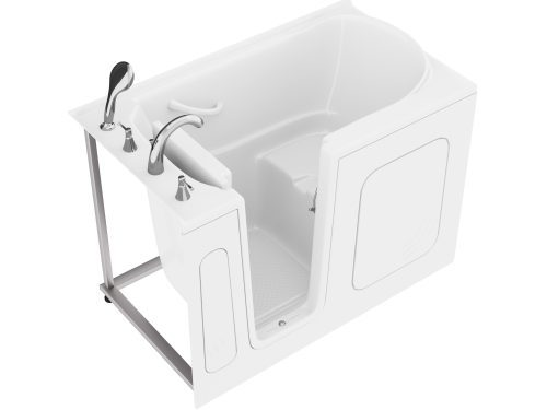 ksy1syowc31vtpryiyxu Universal Collection 30 in. L x 54 in. W Left Side Drain Soaker Bathtub in White with Fast Filling Faucet Set