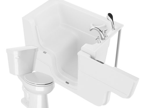 Universal 52 in. x 29 in. Right Drain Soaking Jetted Bathtub in White with Rounded Toilet and Soft Close Lid