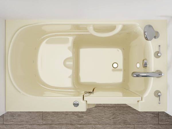 Universal Collection 26 in. L x 46 in. W Right Side Drain Air Jetted Bathtub in Biscuit with Fast Filling Faucet Set
