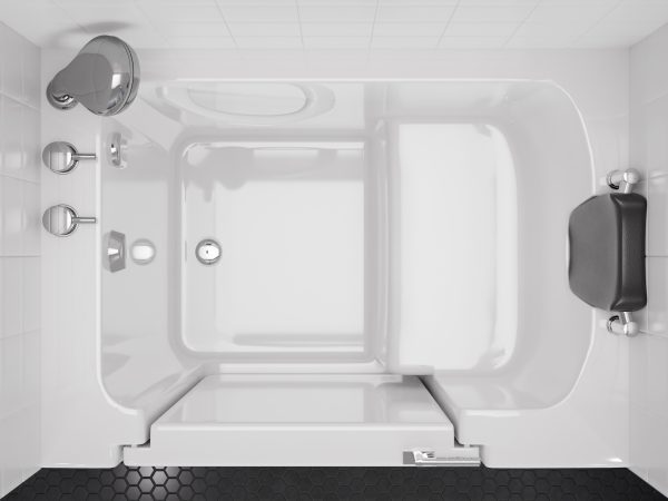 Universal Collection 27 in. L x 39 in. W Left Side Drain Soaker Bathtub in White with Fast Fill Faucet Set