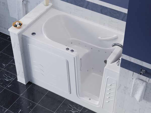 Universal Collection 30 in. L x 59 in. W Right Side Drain Air Jetted Bathtub in White with Aroma and Chroma Therapy