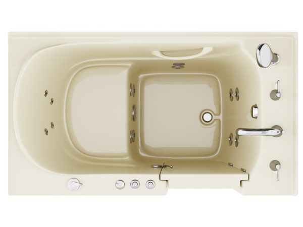 Universal Collection 30 in. L x 52 in. W Whirlpool Jetted Bathtub with Right Drain in Biscuit with Powered Fast Drain