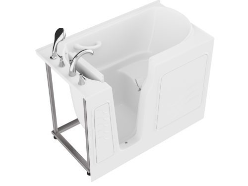Universal Collection 29 in. L x 52 in. W Left Side Drain Soaker Bathtub in White with Fast Filling Faucet Set