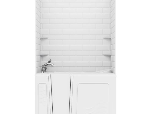 mkv6alnzxxzidp9g1cen Rampart Wall Series 30 in. L x 52 in. W Left Drain Whirlpool and Air Bathtub in White with 5x10 in. Tile Walll Kit