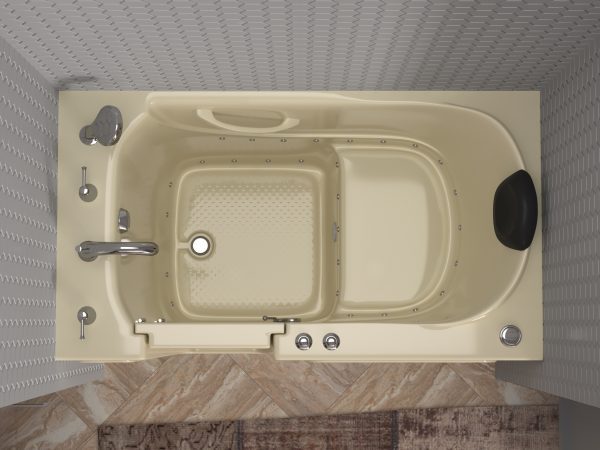 Safe Deluxe 52 in x 30 in Left Drain Quick FIll Walk-In Air Tub Biscuit