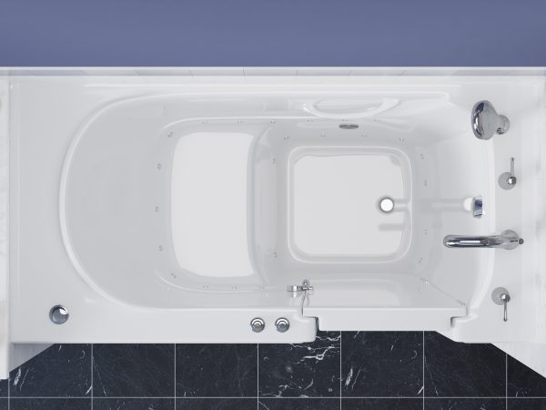 Universal Collection 30 in. L x 59 in. W Right Side Drain Air Jetted Bathtub in White with Aroma and Chroma Therapy