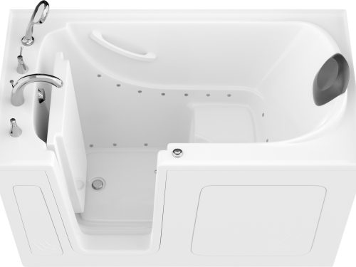 Safe Premier Series 32 in. L x 60 in. W Left Side Drain Air Jetted Bathtub in White with Fast Filling Faucet Set