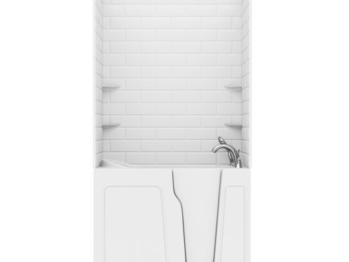 Rampart Wall Series 26 in. L x 46 in. W Right Drain Whirlpool and Air Bathtub in White with 5x10 in. Tile Walll Kit