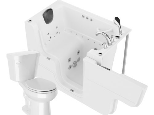 Universal 52 in. x 29 in. Right Drain Combination Jetted Bathtub in White with Rounded Toilet and Soft Close Lid