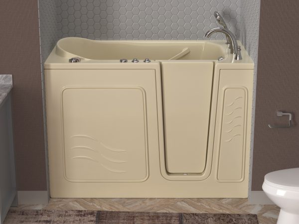 Safe Economy 52 in x 30 in Right Drain Quick FIll Walk-In Dual Tub Biscuit