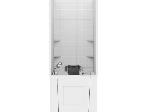 Nova Heated Series 32 in. L x 37 in. W Right Drain Air Jetted Bathtub in White with 4 in. Tile Shower Wall Kit