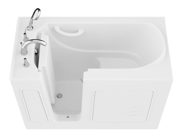 Universal Collection 26 in. L x 53 in. W Left Side Drain Soaker Bathtub in White with Fast Filling Faucet Set