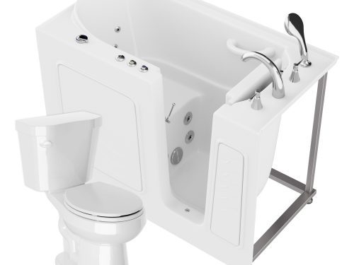 Universal 53 in. x 26 in. Right Drain Whirlpool Jetted Bathtub in White with Rounded Toilet and Soft Close Lid
