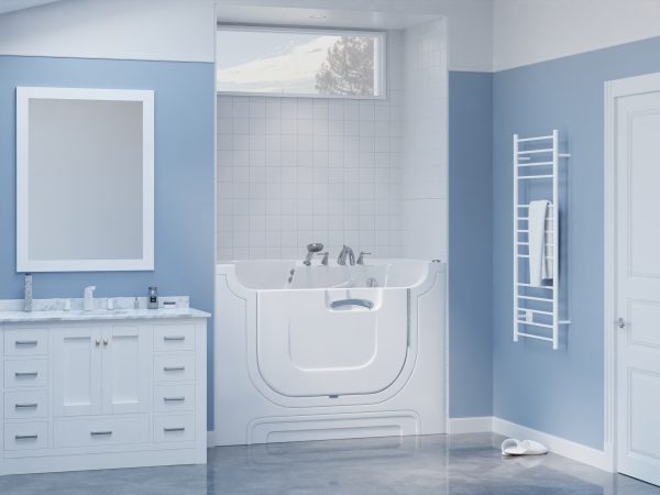 Universal Collection 30 in. L x 60 in. W Right Side Drain Air Jetted Bathtub in White with Aroma and Chroma Therapy