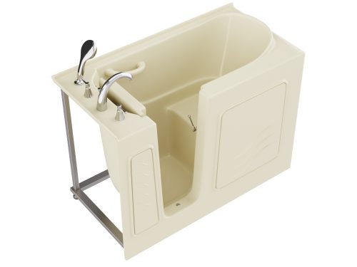 ocgv9v0lbkvzdycsnb9j Universal Collection 26 in. L x 53 in. W Left Side Drain Soaker Bathtub in Biscuit with Fast Filling Faucet Set