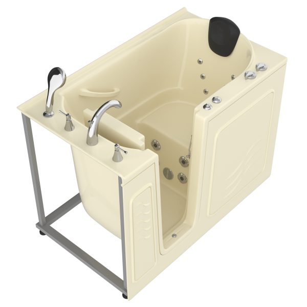 Safe Premier 52 in x 30 in Left Drain Quick FIll Walk-In Whirlpool Tub with Fast Drain Biscuit