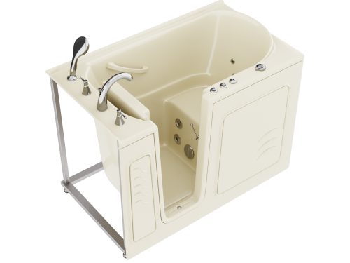 okeuhssycsspxllntowv HD Series 53 in. Left Drain Quick Fill Walk-In Whirlpool Bath Tub with Powered Fast Drain in Biscuit