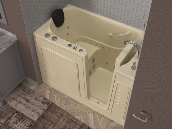 Safe Premier 52 in x 30 in Right Drain Quick FIll Walk-In Dual Tub with Fast Drain Biscuit