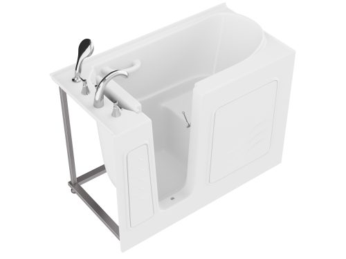 ovqdpigtq82jkaohqeen Universal Collection 26 in. L x 53 in. W Left Side Drain Soaker Bathtub in White with Fast Filling Faucet Set