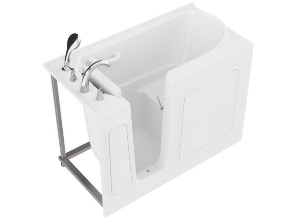Universal Collection 26 in. L x 53 in. W Left Side Drain Soaker Bathtub in White with Fast Filling Faucet Set