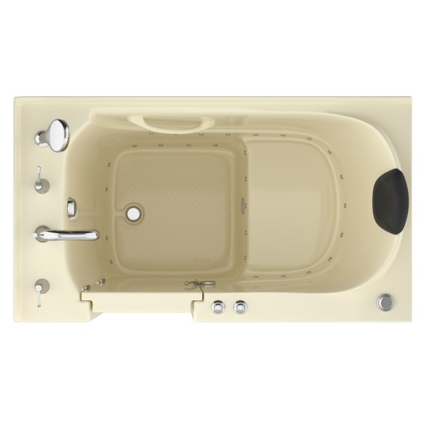 Safe Deluxe 52 in x 30 in Left Drain Quick FIll Walk-In Air Tub Biscuit