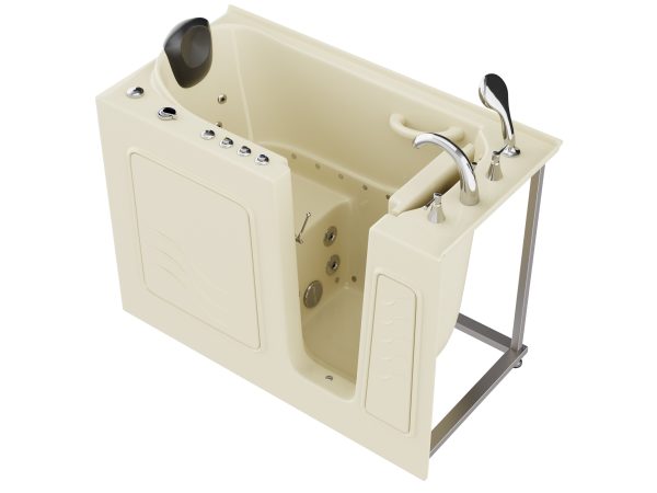 Universal Collection 26 in. L x 53 in. W Right Side Drain Combination Jetted Bathtub in Biscuit with Powered Fast Drain