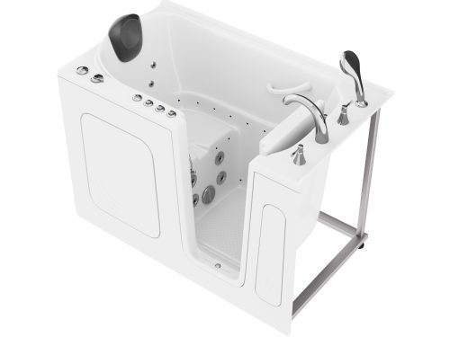 paihnyuvtboznsurdla8 HD Series 54 in. Right Drain Quick Fill Walk-In Whirlpool and Air Bath Tub with Powered Fast Drain in White