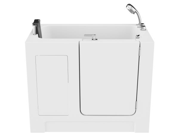 Universal Collection 27 in. L x 47 in. W Right Side Drain Soaker Bathtub in White with Fast Filling Faucet Set
