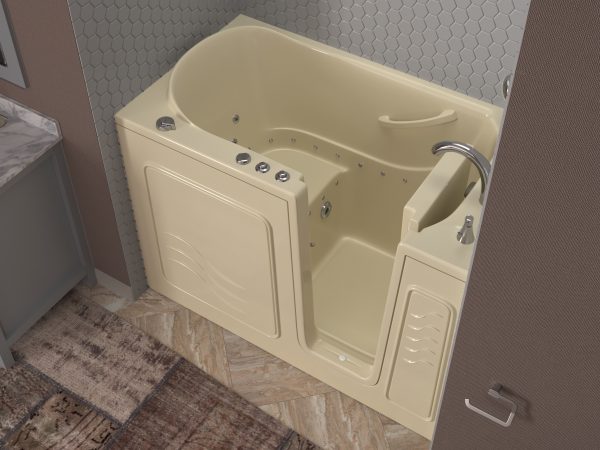 Safe Economy 52 in x 30 in Right Drain Quick FIll Walk-In Dual Tub Biscuit