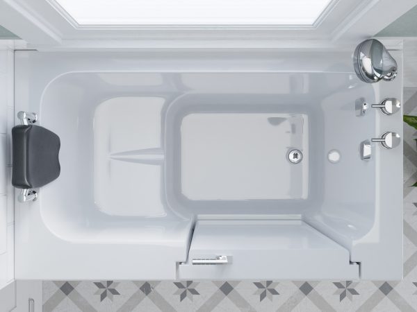 Universal Collection 27 in. L x 47 in. W Right Side Drain Soaker Bathtub in White with Fast Filling Faucet Set
