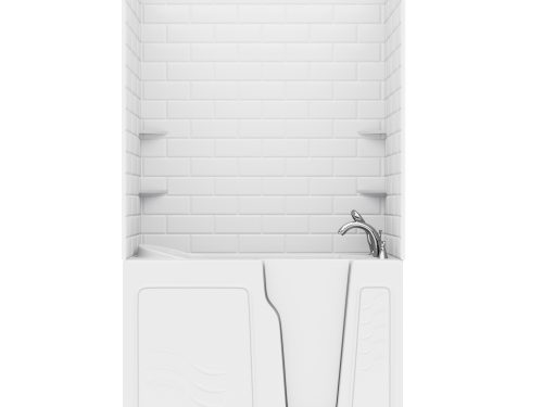 Rampart Wall Series 29 in. L x 52 in. W Right Drain Whirlpool and Air Bathtub in White with 5x10 in. Tile Walll Kit