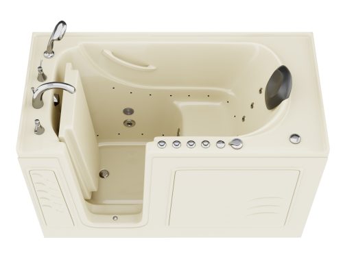 Safe Premier Series 30 in. L x 59 in. W Left Side Drain Combination Jetted Bathtub in Biscuit with Microbubbles Jet
