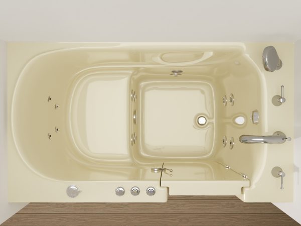 Universal Collection 30 in. L x 52 in. W Whirlpool Jetted Bathtub with Right Drain in Biscuit with Powered Fast Drain