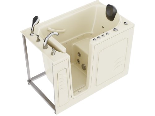 Universal Collection 30 in. L x 52 in. W Left Side Drain Combination Jetted Bathtub in Biscuit with Powered Fast Drain