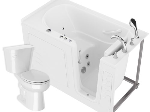 qsfwkckmbzhrkrnlpuf7 Universal 59 in. x 30 in. Right Drain Whirlpool Jetted Bathtub in White with Rounded Toilet and Soft Close Lid