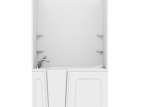 Nova Heated Series 30 in. L x 54 in. W  Left Drain Whirlpool and Air Bathtub in White with Smooth Shower Wall Kit