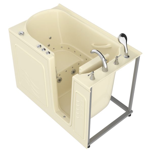 Safe Economy 52 in x 30 in Right Drain Quick FIll Walk-In Dual Tub Biscuit