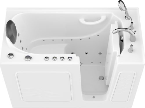 Safe Premier Series 26 in. L x 53 in. W Right Side Drain Combination Jetted Bathtub in White with Fast Fill Faucet Set