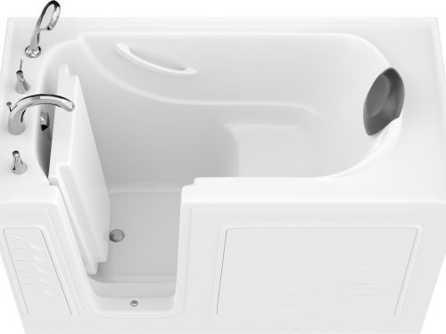 Safe Premier Series 30 in. L x 59 in. W Left Side Drain Soaker Bathtub in White with Fast Filling Faucet Set