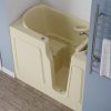 Universal Collection 26 in. L x 46 in. W Right Side Drain Air Jetted Bathtub in Biscuit with Fast Filling Faucet Set